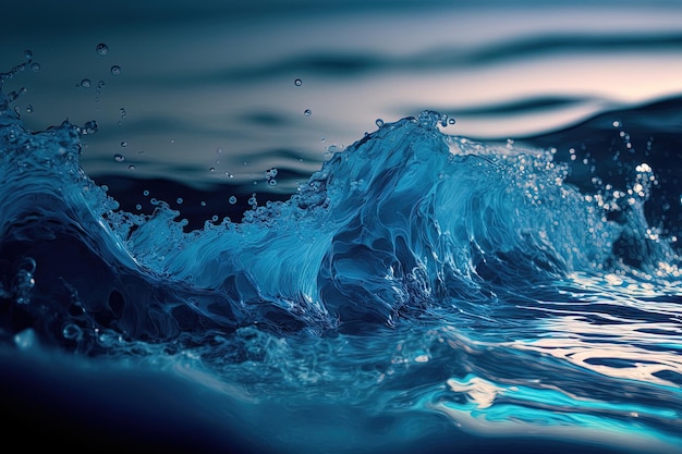 A picture of waves in blue water