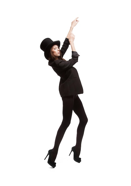 picture of woman in casual clothes with top hat