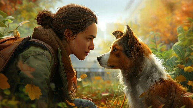 Picture of a woman and a dog