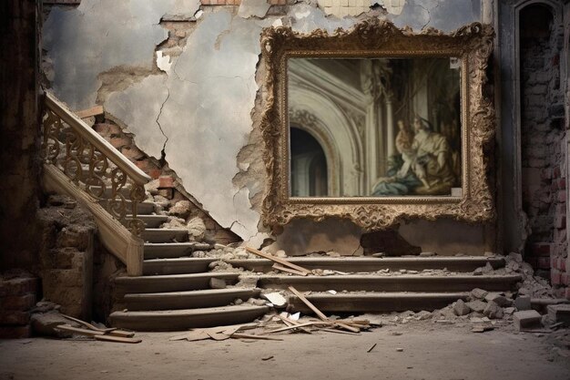 a picture of a woman and a man sitting on the stairs.