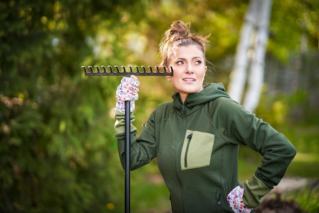 Picture of woman working with tools in the garden