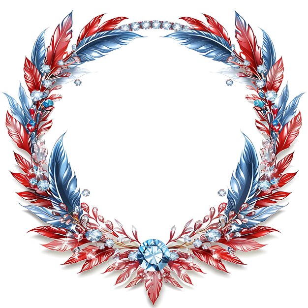 a picture of a wreath with a blue and red design