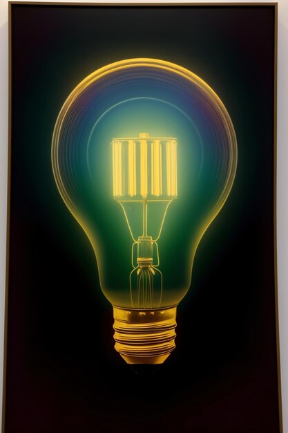 A Picture Of A Yellow Light Bulb On A Black Background