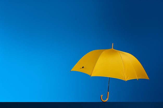 Picture of a yellow umbrella against a blue background