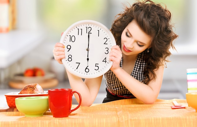 picture of young attractive woman in the kitchen