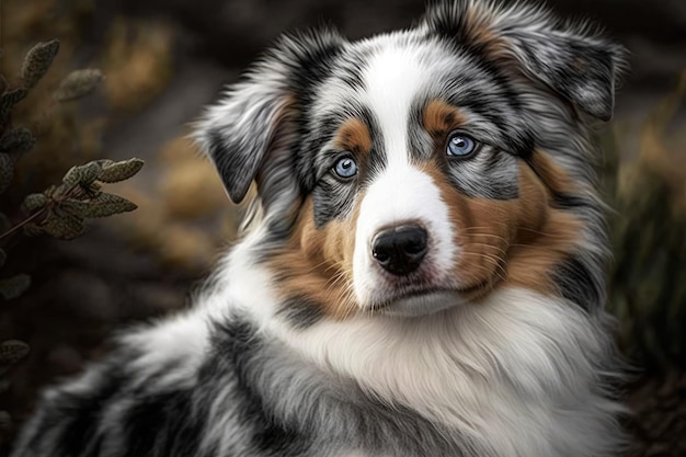 A picture of a young Australian Shepherd