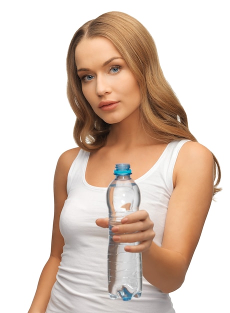 picture of young beautiful woman with bottle of water