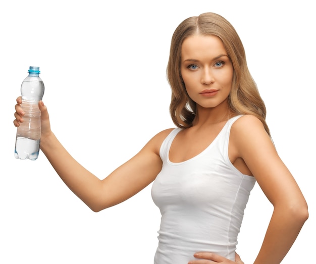 picture of young beautiful woman with bottle of water