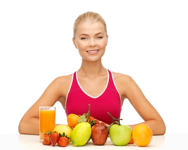 picture of young woman with organic food or fruits