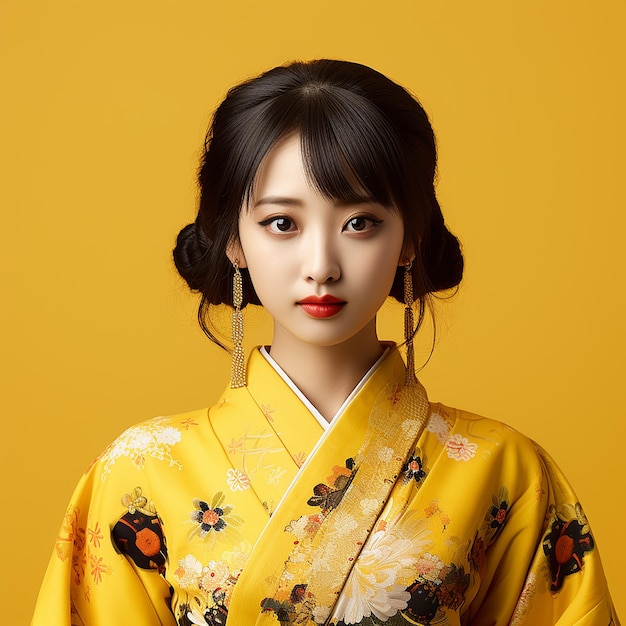 Pictures of beautiful japanese girls yellow background