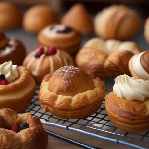 Фотографии вкусных выпечки со сливками и шоколадом