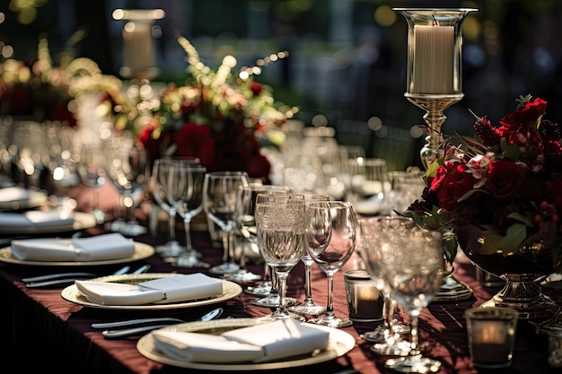 A Picturesque Affair An Elegant Outdoor Wedding Reception with an Exquisite Table Setting