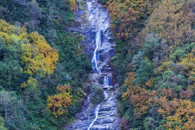 Picturesque autumn waterfall