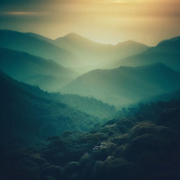 壮大な山々と未触れの荒野の美しい背景