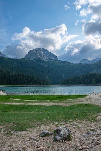 The picturesque Black Lake in Durmitor National Park among the mountains