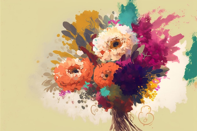 Photo picturesque bouquet of flowers digital art