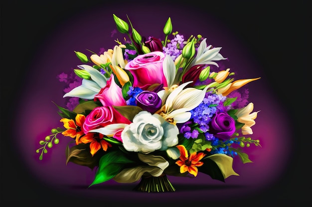 Photo picturesque bouquet of flowers digital art