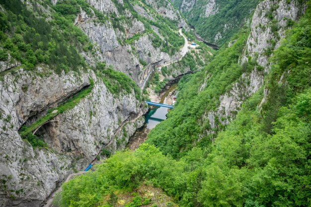 Picturesque canyon of the river Piva near the dam Mratine