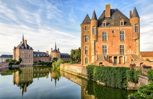 Picturesque castle on the lake in the Loire Valley