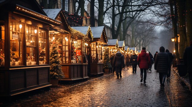 Photo picturesque christmas market background