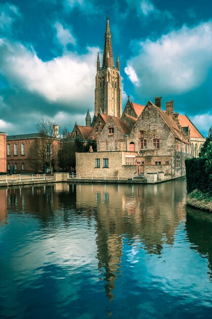 The picturesque city landscape in Bruges, Belgium