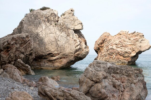 Picturesque coast of Turkey stones on the shores of the Mediterranean Sea