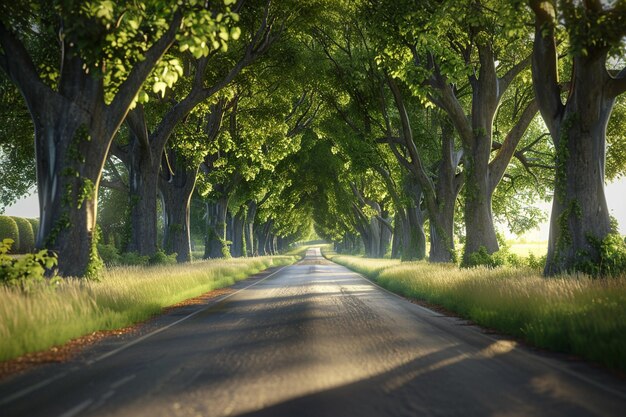 Picturesque countryside roads lined with trees oct