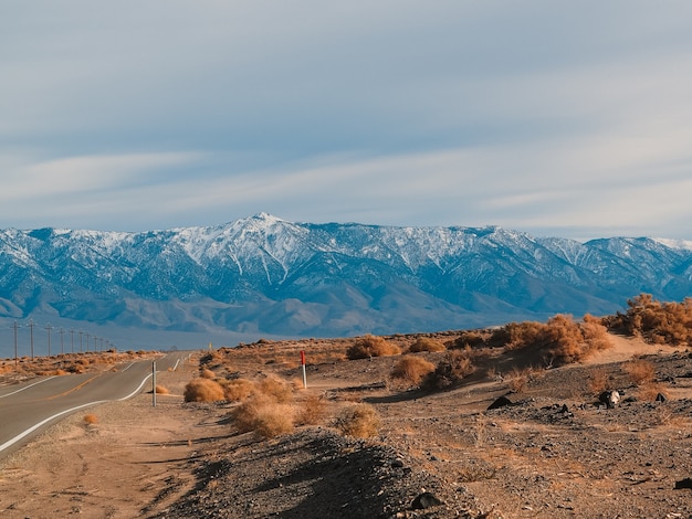 Picturesque empty road in the desert of Death Valley