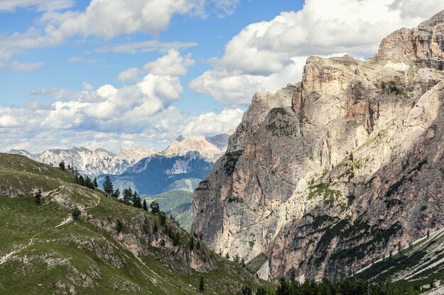 Picturesque gorge in the Dolomites on a summer sunny day Natural park Puez Odle