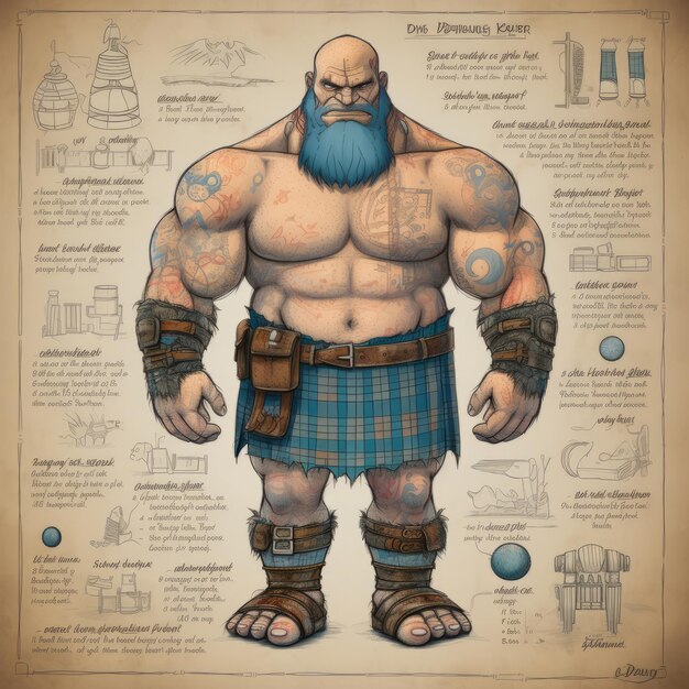 Picturesque A Highland Games Legend Unveiled in Pixar's Orthographic Character Design