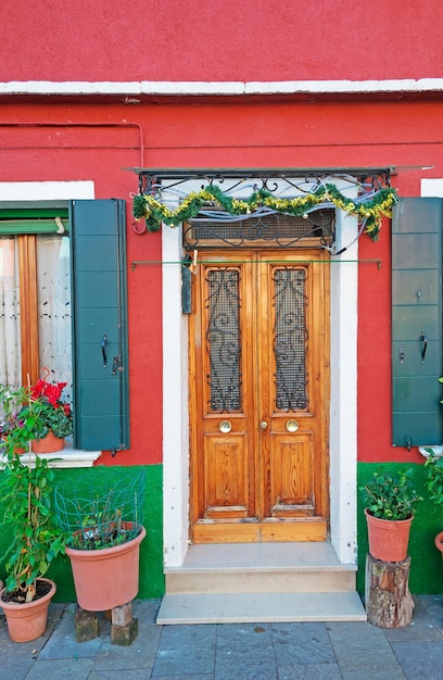 Picturesque house entrance with Christmas decoration