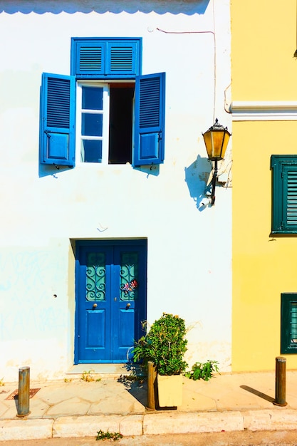 Picturesque houses in Plaka district in Athens, Greece