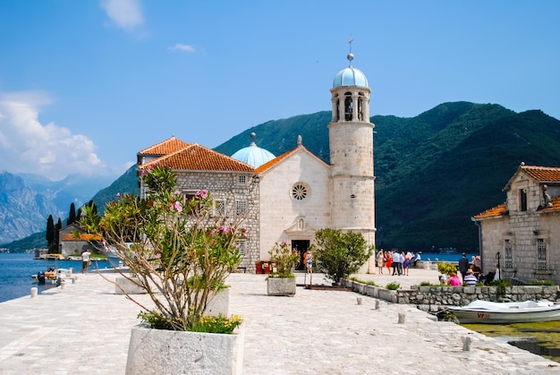 The picturesque island in the blue sea