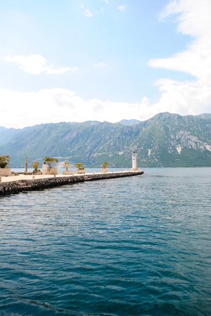 The picturesque island in the blue sea