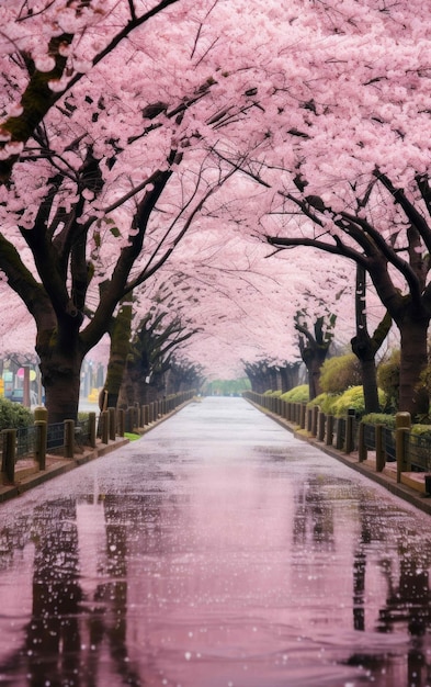 Picturesque Japanese Cherry Blossom Scene