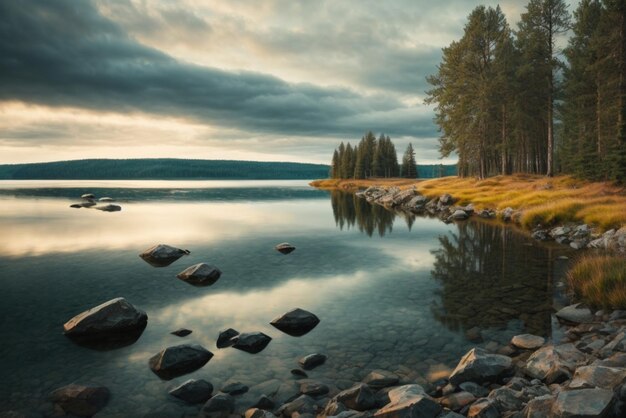 Photo picturesque lake landscape