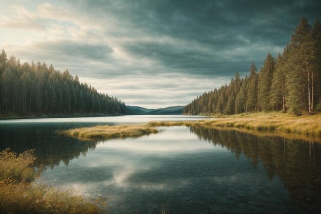 Photo picturesque lake landscape