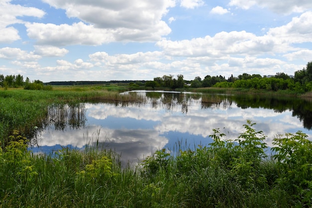 picturesque lake on the outskirts of the village