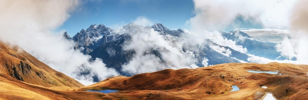 The picturesque landscape in the mountains Upper Svaneti