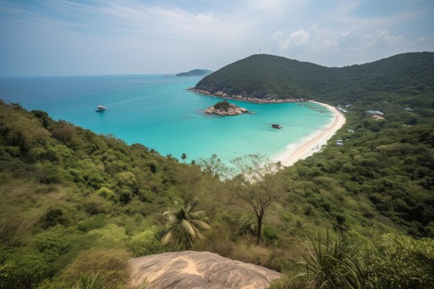 Picturesque landscape Ocean and mountains in Phuket Thailand generative IA