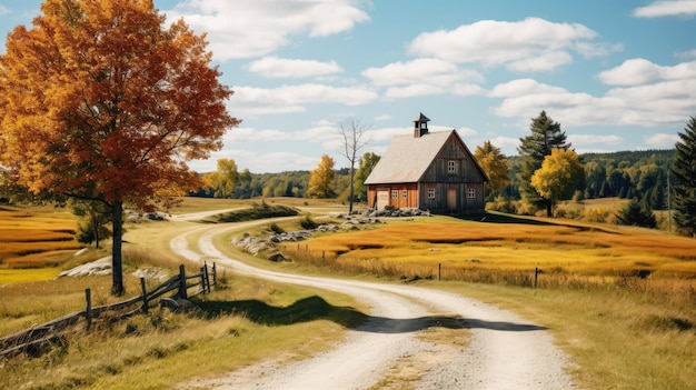 A picturesque landscape photograph of a tranquil countryside