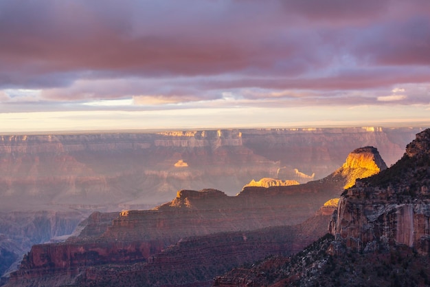 Picturesque landscapes of the Grand Canyon Arizona USA Beautiful natural background Sunrise view