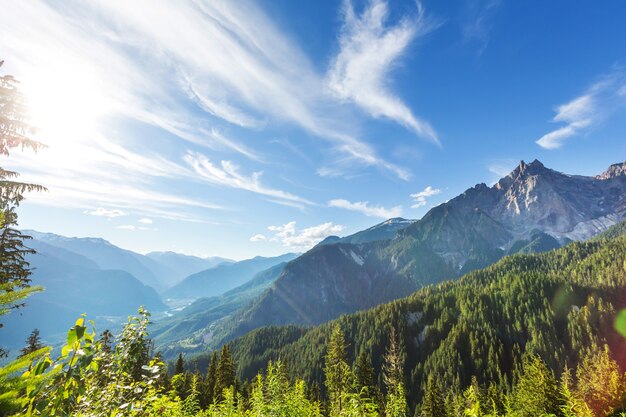 Picturesque mountain view in the Canadian Rockies in summer season