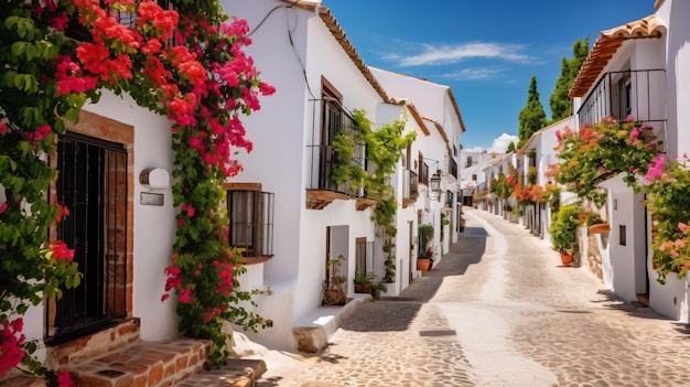 Photo picturesque narrow street in spanish city old town