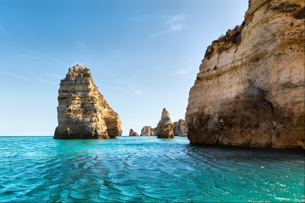 Picturesque ocean with rocku cliffs