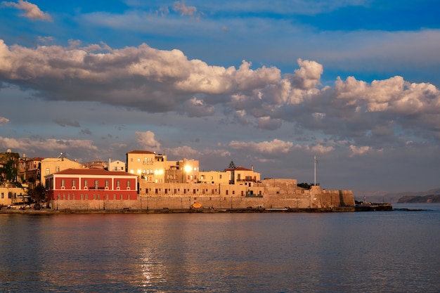 Picturesque old port of chania crete island greece