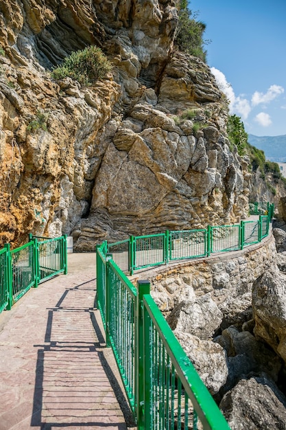 Picturesque path to Mogren beach in Budva Montenegro