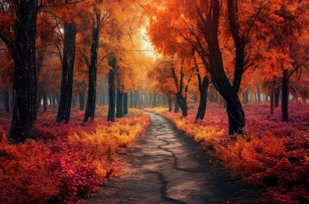 a picturesque pathway winding through a forest