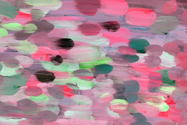 Живописная розовая зеленая текстура акриловой живописи Ручная роспись фона
