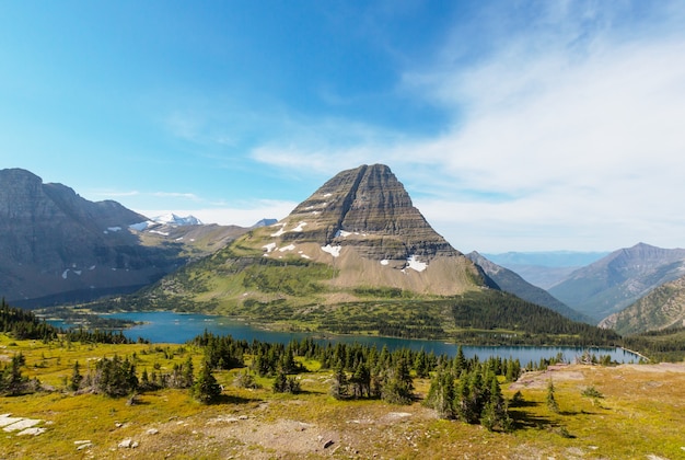 Picturesque rocky peaks of the Glacier National Park, Montana, USA